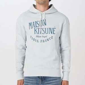Maison Kitsune Blue Palais Royal Cotton Logo Print Hoodie Sweatshirt XXL
